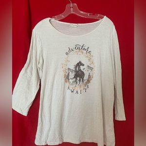 Large ladies 3/4 length sleeves 🐴 horse top